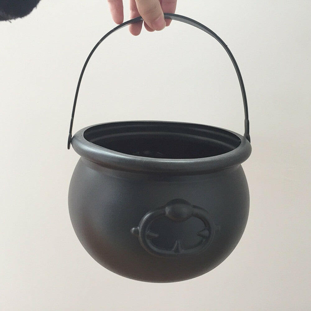 Black Witch Candy Bucket – Heat-Resistant Halloween Cauldron for Trick-or-Treat & Party Decor
