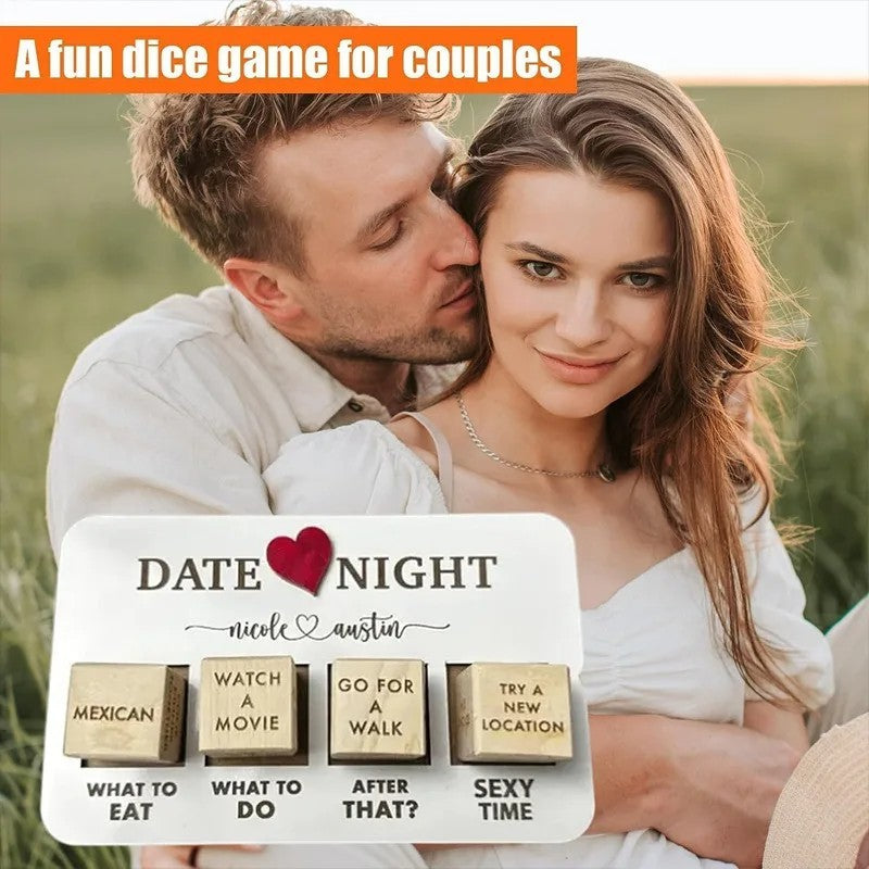 Cozy date night idea featuring unique wooden dice for fun and memorable moments