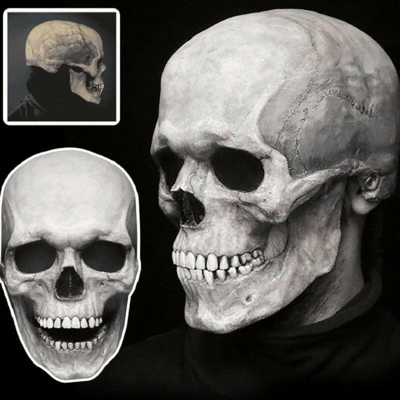 Realistic Skull Mask with Movable Jaw – Full Head Horror Helmet for Halloween & Cosplay