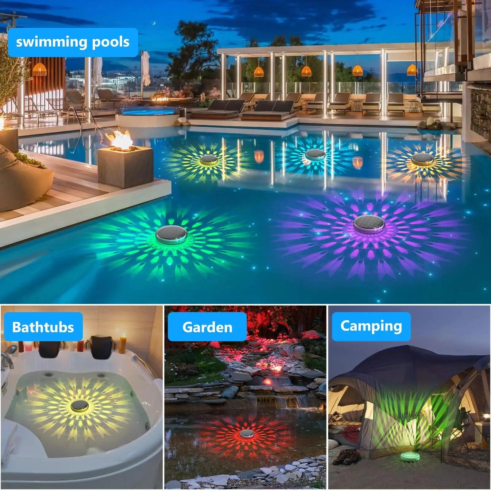 Solar Floating Pool Lights – RGB Color‑Changing, Waterproof & Remote‑Controlled.