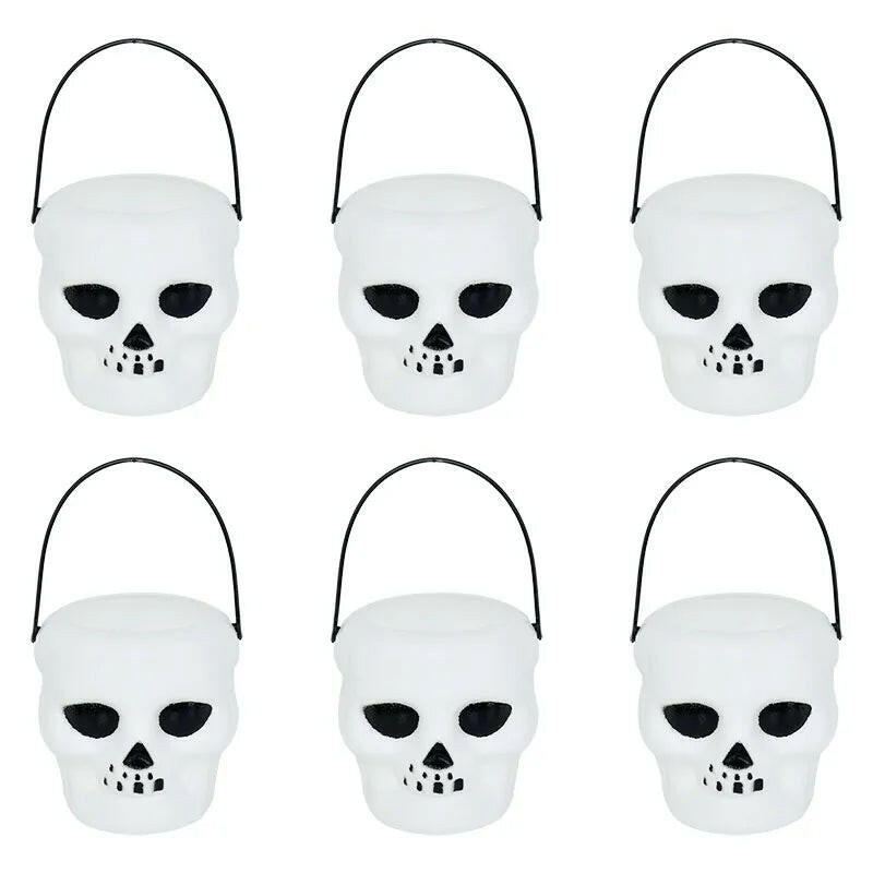 6-Pack Mini Halloween Cauldron Buckets – Witch & Skeleton Candy Holders for Kids’ Trick-or-Treat Fun