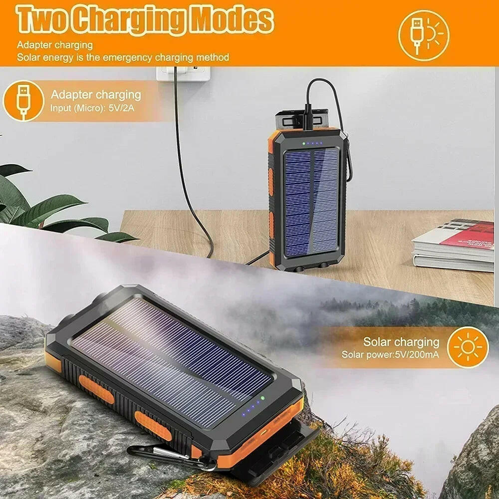 30,000mAh Solar Power Bank – Waterproof, Fast-Charging External Battery with SOS Light for iPhone, Samsung, Xiaomi & More