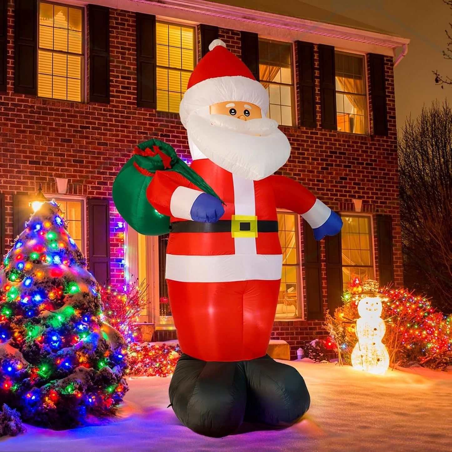 8FT Giant Santa Christmas Inflatable – Outdoor Decoration with LED Lights & Gift Bag | Yard, Retail & Event Display.