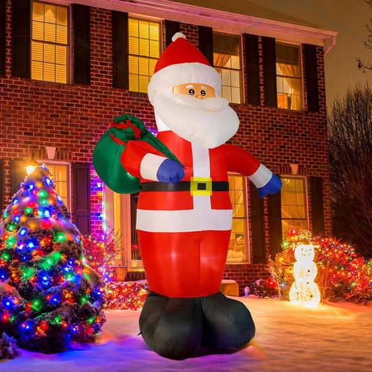 8FT Giant Santa Christmas Inflatable – Outdoor Decoration with LED Lights & Gift Bag | Yard, Retail & Event Display.