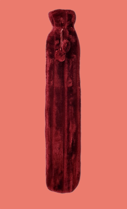 Extra Long 2L Hot Water Bottle with Plush Faux Fur Cover for Cosy Nights Natural Rubber UK Safe Tested Soft Fleece Ideal Gift for Adults Kids by OLIVIA ROCCO