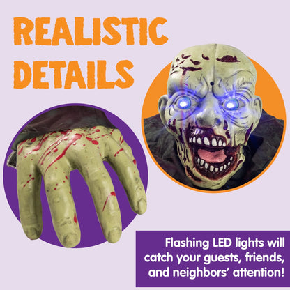Halloween Groundbreaker Animated Halloween Decorations Zombie with Creepy Sound and Flashing Eyes