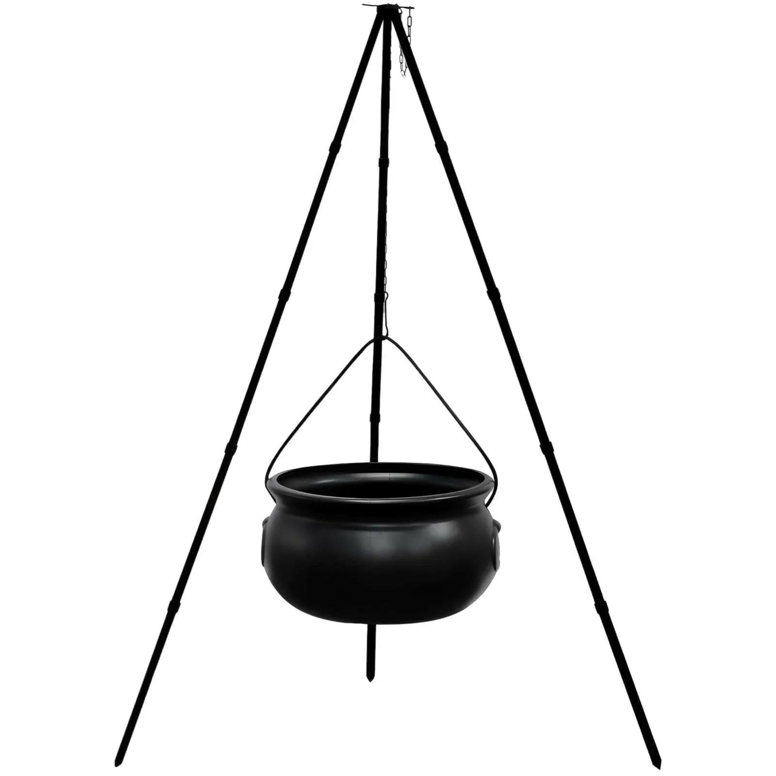 Hanging Witch Cauldron Candy Bucket with Tripod – Light-Up Halloween Prop for Indoor & Outdoor Decor