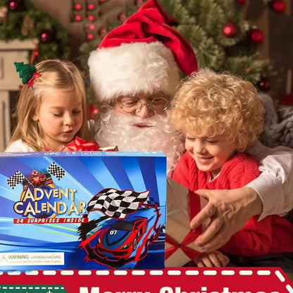 Car Advent Calendar – 24 Days of Mini Racing Vehicles, Christmas Countdown Gift Box for Kids.