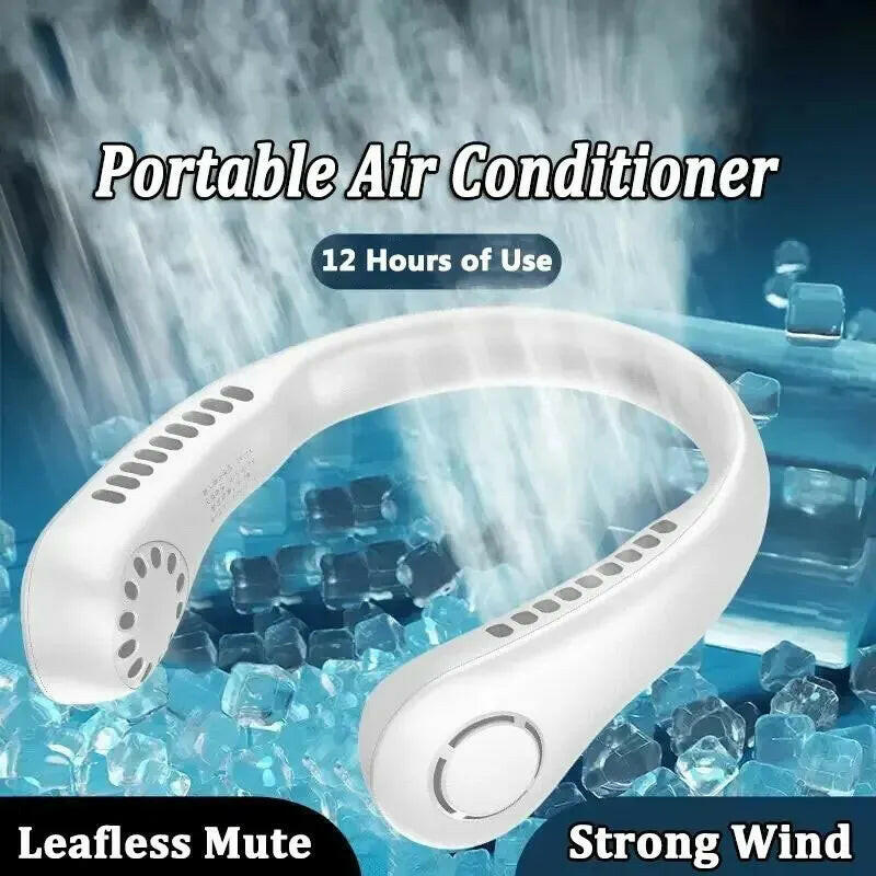 2025  Neck-Mounted Bladeless Fan - Portable Rechargeable Air Cooler with 3 Speed Settings for Outdoor Sports.