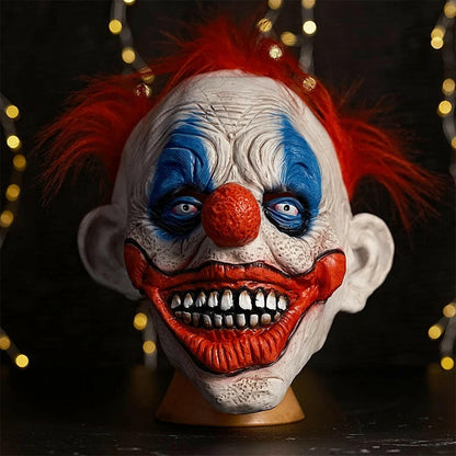 Creepy Clown Latex Mask – Full Head Joker Costume Prop for Halloween & Haunted Attractions