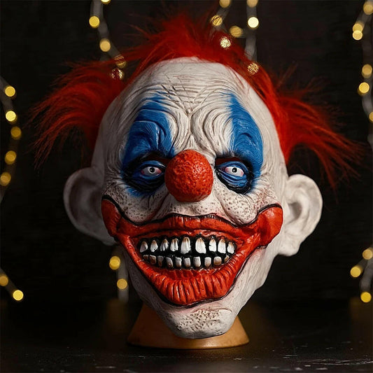 Creepy Clown Latex Mask – Full Head Joker Costume Prop for Halloween & Haunted Attractions