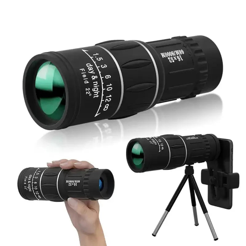 High-Power 16X52 Monocular Telescope with Dual Focus and Night Vision - Perfect for Long-Range Viewing!