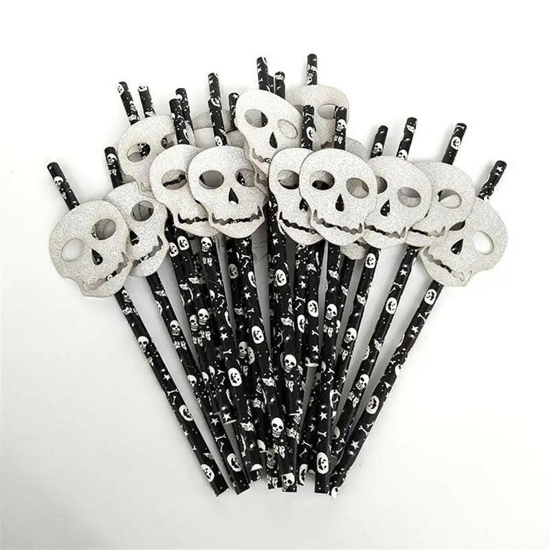 25-Pack Halloween Disposable Straws – Choose from 17 Spooky Designs for Party Drinks & Decor