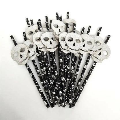 25-Pack Halloween Disposable Straws – Choose from 17 Spooky Designs for Party Drinks & Decor