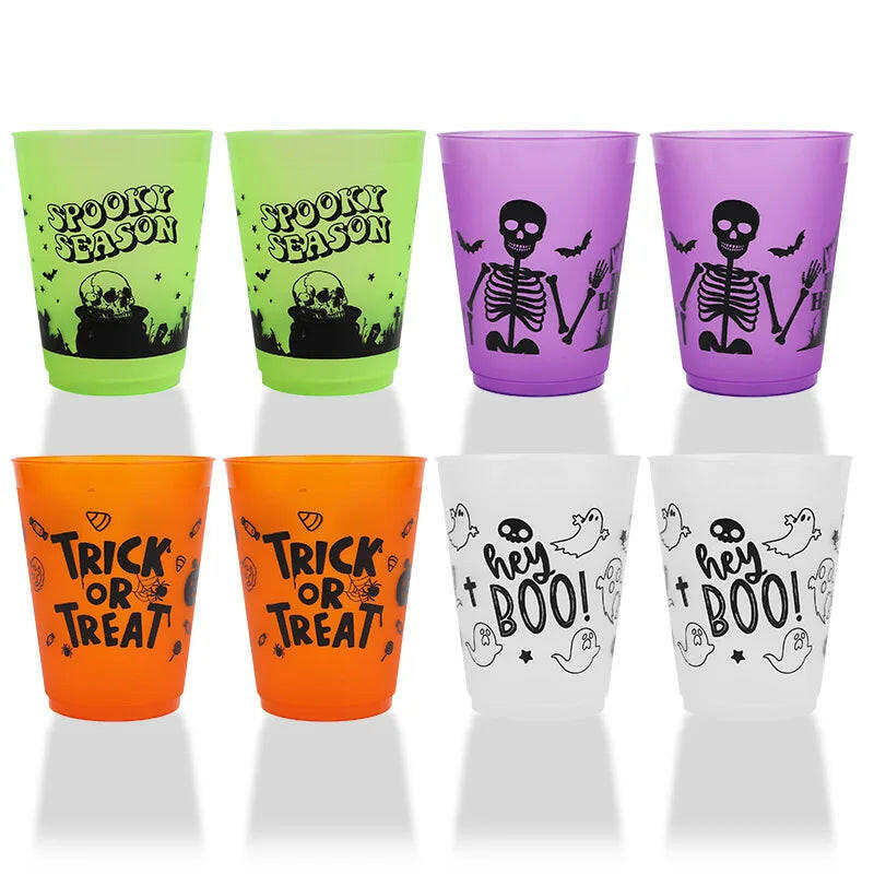 Halloween Skull Party Cups – 8 to 24PCS Plastic Boo Juice & Cocktail Cups for Spooky Table Décor