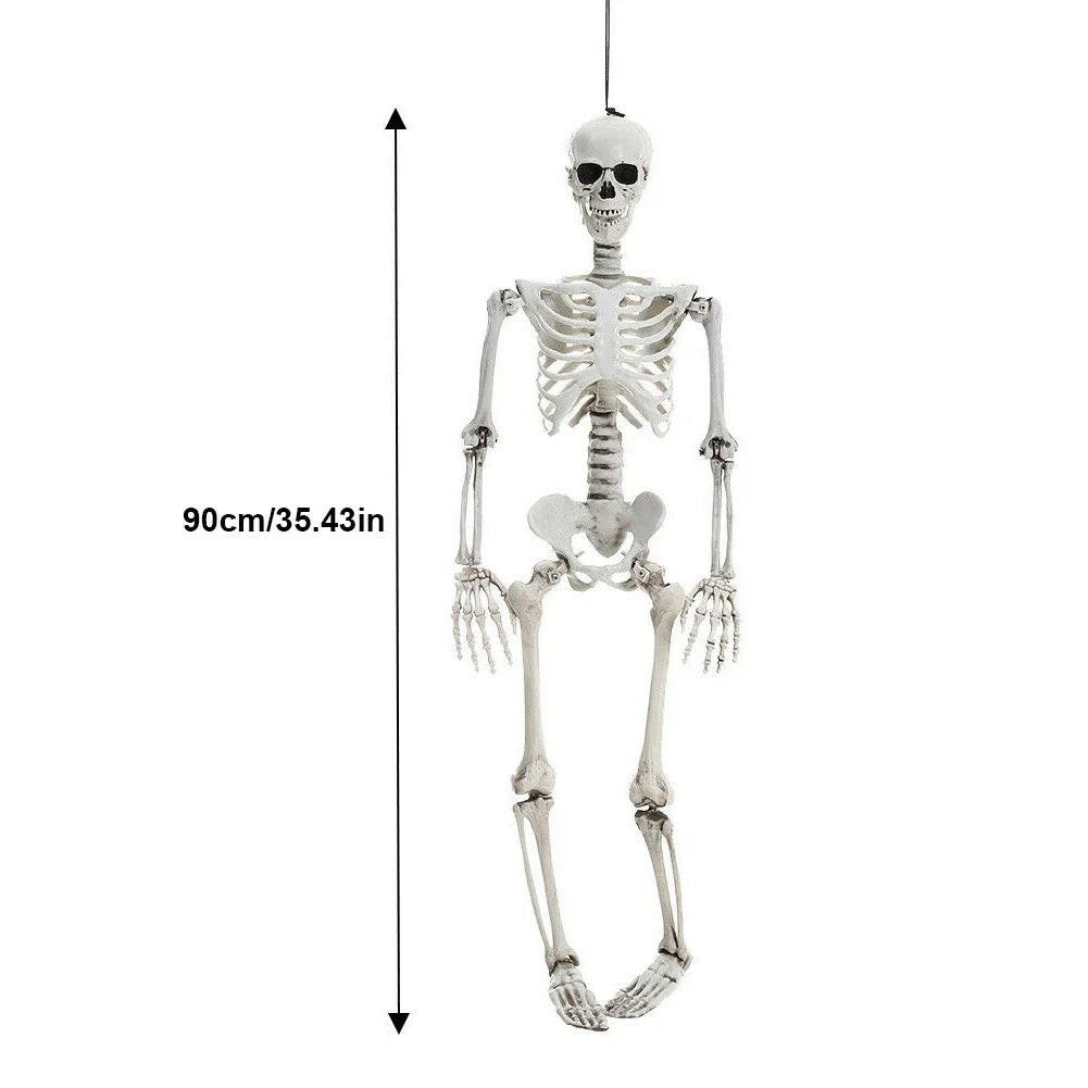 90CM Poseable Human Skeleton – Hanging Halloween Prop for Haunted House & Garden Décor