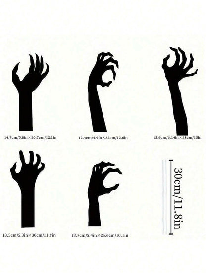 Haunted Yard Essentials – 5PCS Grasping Hand Silhouette Yard Stakes – Creepy Halloween Lawn Decorations for Outdoor Displays