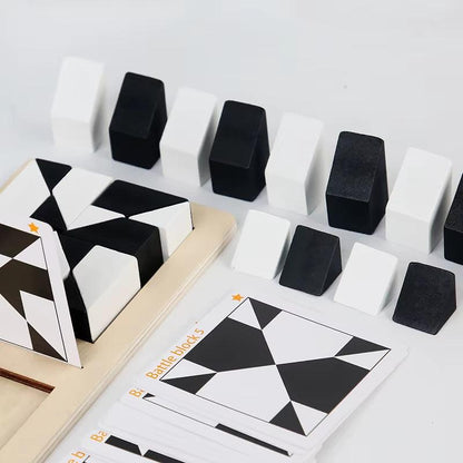 Race to Solve – 2‑Player Wooden Tangram Puzzle Game with 40 Challenge Cards.