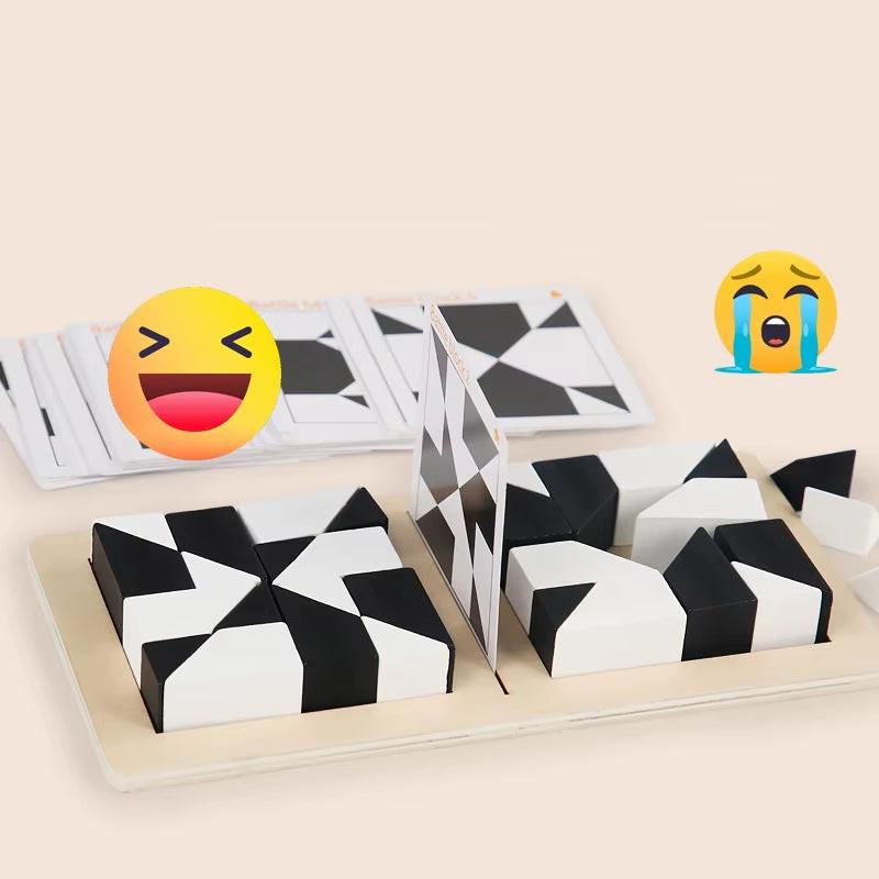 Race to Solve – 2‑Player Wooden Tangram Puzzle Game with 40 Challenge Cards.