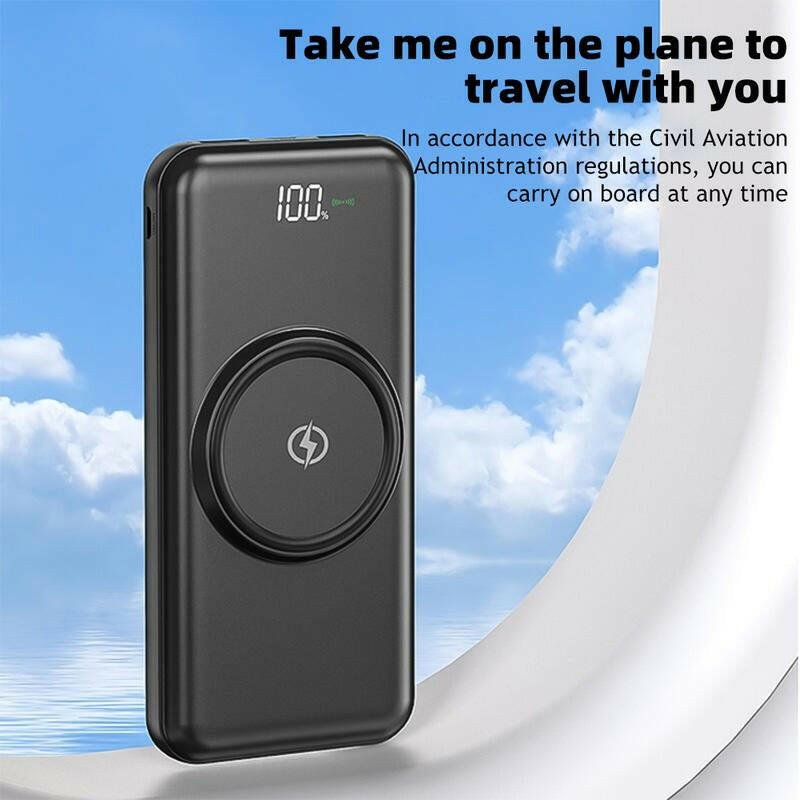 10000Mah Wireless Power Bank 4-Wire Backup USB Fast Charger.