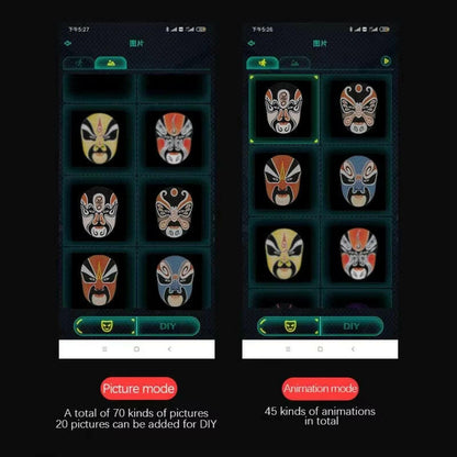 Bluetooth LED Face Mask – Programmable Light-Up Carnival Mask with App & Gesture Control for Halloween & Cosplay