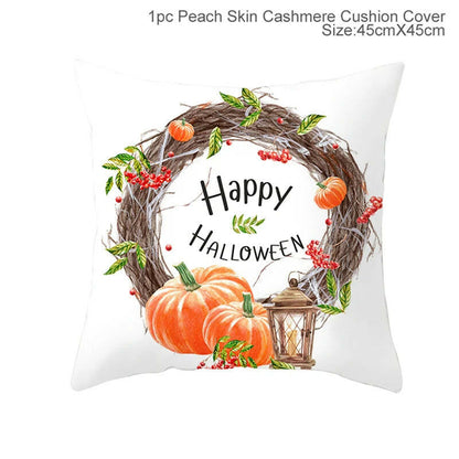 Halloween Cushion Covers – Cartoon Pumpkin, Bat & Ghost Design for Spooky Seasonal Decor