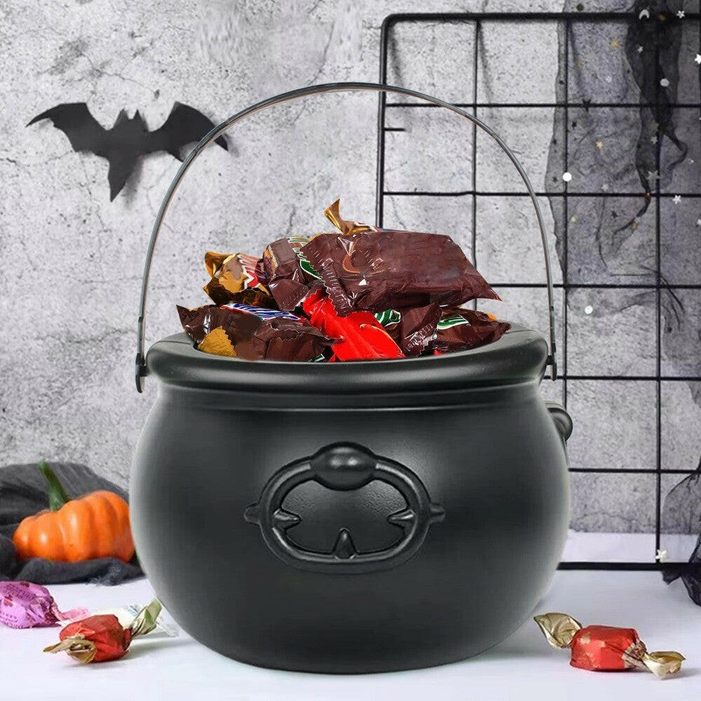 Black Witch Candy Bucket – Heat-Resistant Halloween Cauldron for Trick-or-Treat & Party Decor