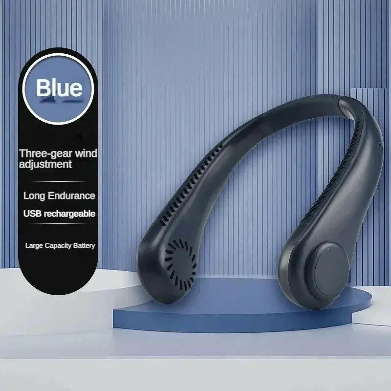 2025  Neck-Mounted Bladeless Fan - Portable Rechargeable Air Cooler with 3 Speed Settings for Outdoor Sports.
