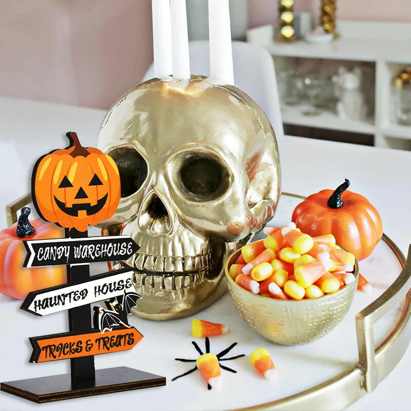 2025 Wooden Pumpkin & Ghost Table Ornaments – Halloween Craft Decor for Home, Parties & Kids’ Gifts