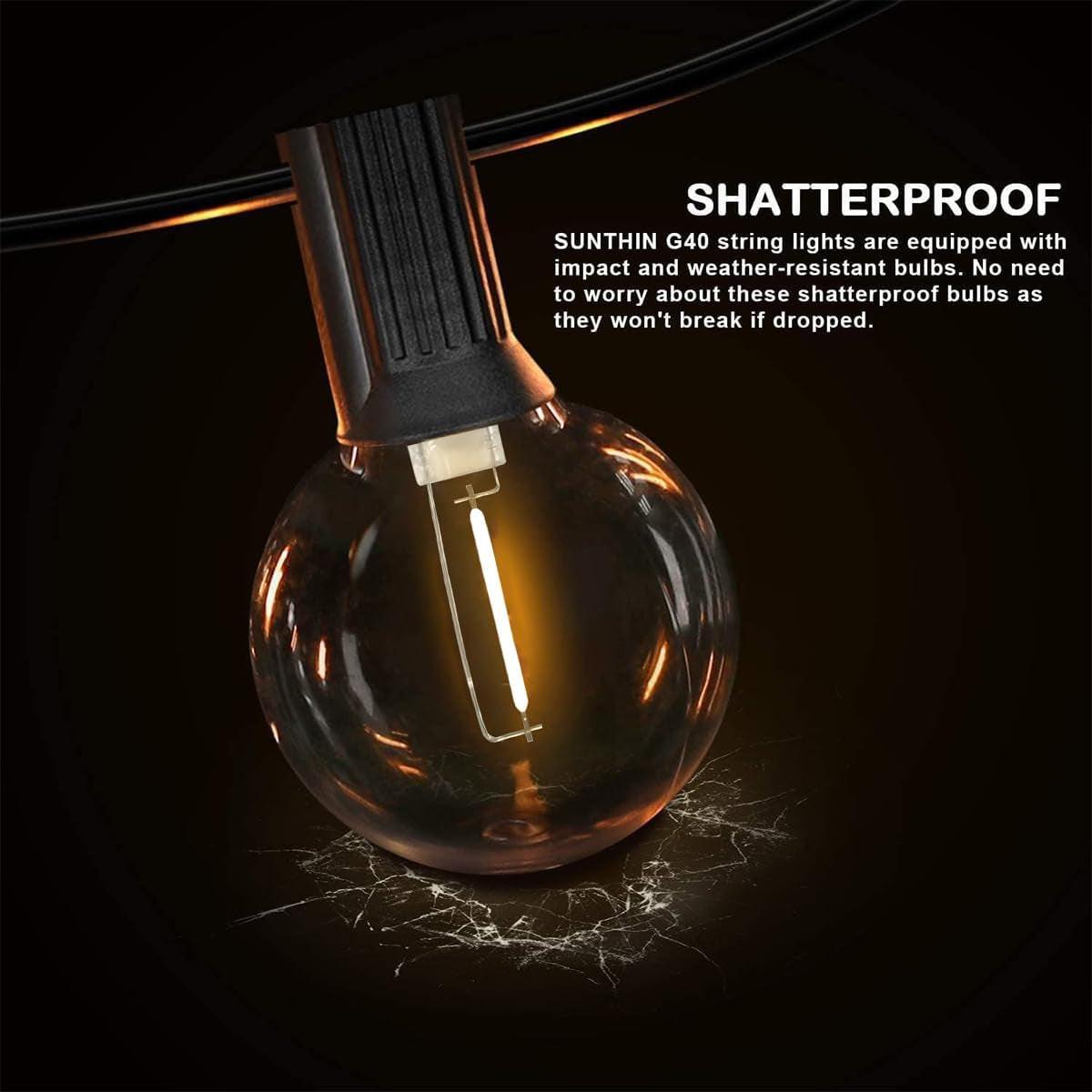 97FT Outdoor String Lights – G40 Shatterproof LED Patio Lights.