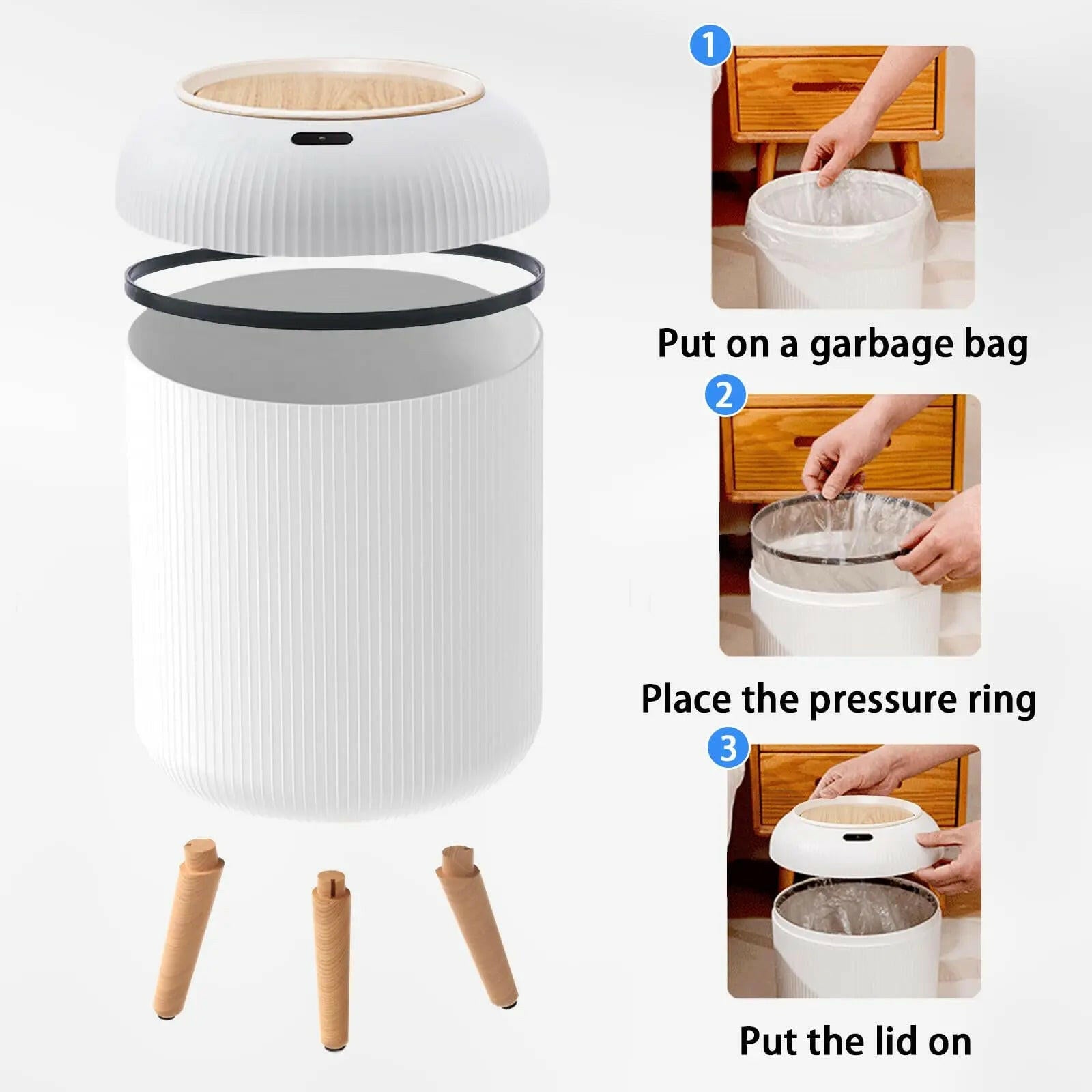 Smart Motion Sensor Trash Can - Automatic Lid, Odor Control & Stylish Design for Modern Homes & Offices!.