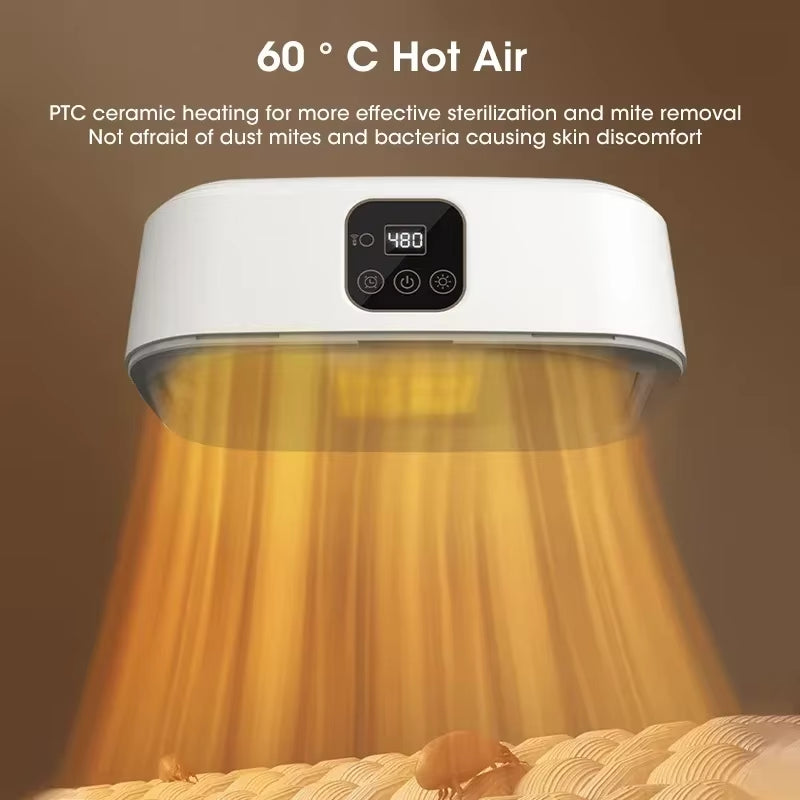 Mini portable dryer with foldable design, intelligent timer & fast drying. Compact, travel-friendly & remote-controlled for effortless drying anywhere!