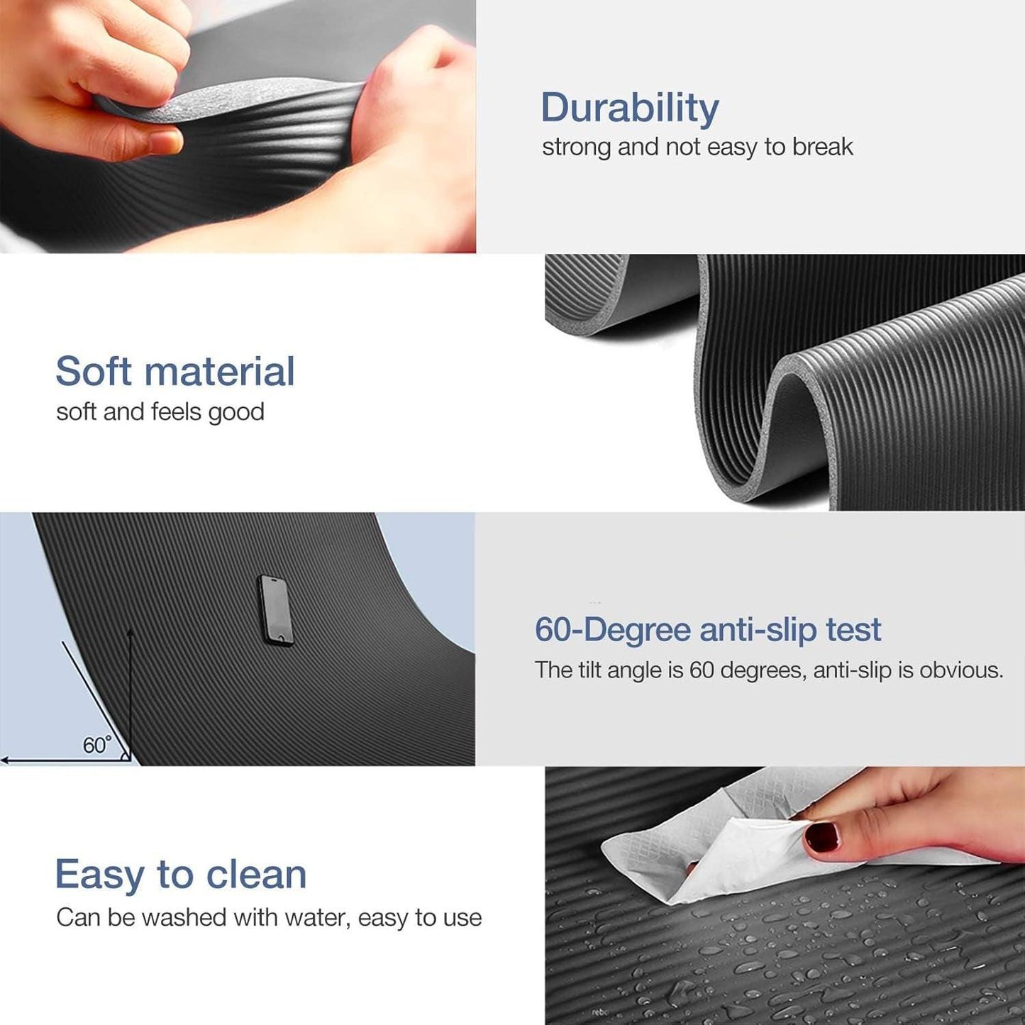 Extra Thick Yoga Mat – Non-Slip Exercise Mat with Strap & Bag.