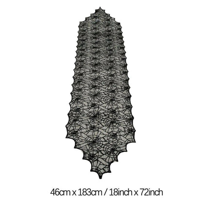 2025 Black Lace Spider Web Table Runner – Gothic Halloween Mantel Cover & Party Decor Accent (1pc)
