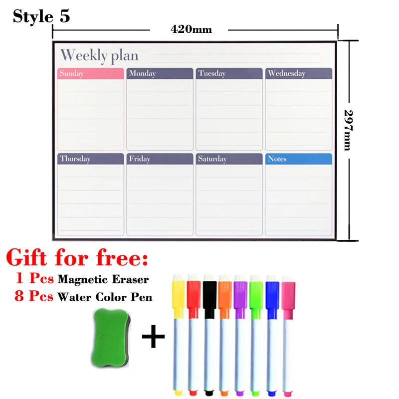 A3 Magnetic Fridge Planner – Monthly & Weekly Dry Erase Calendar with Free Marker Pens (297×420mm)