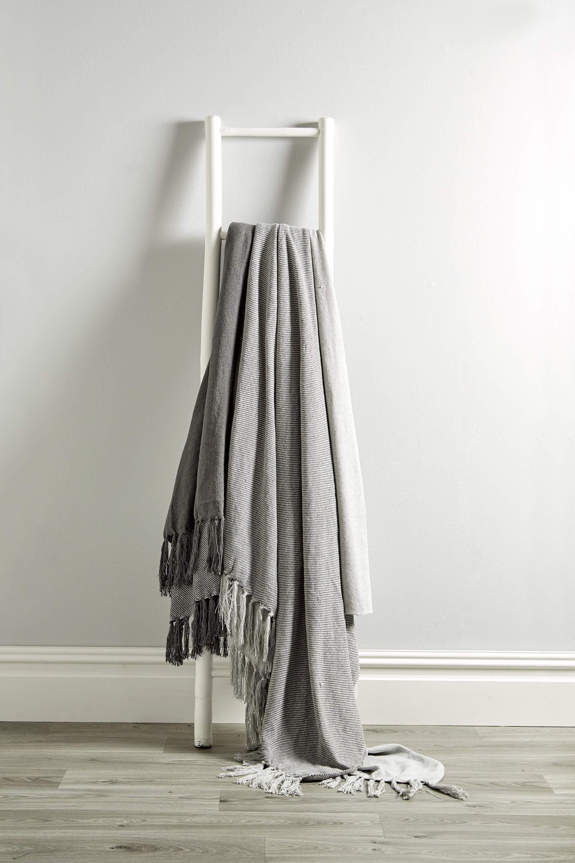 Handwoven Large Check Pure Indian Cotton Throw with Tassels.