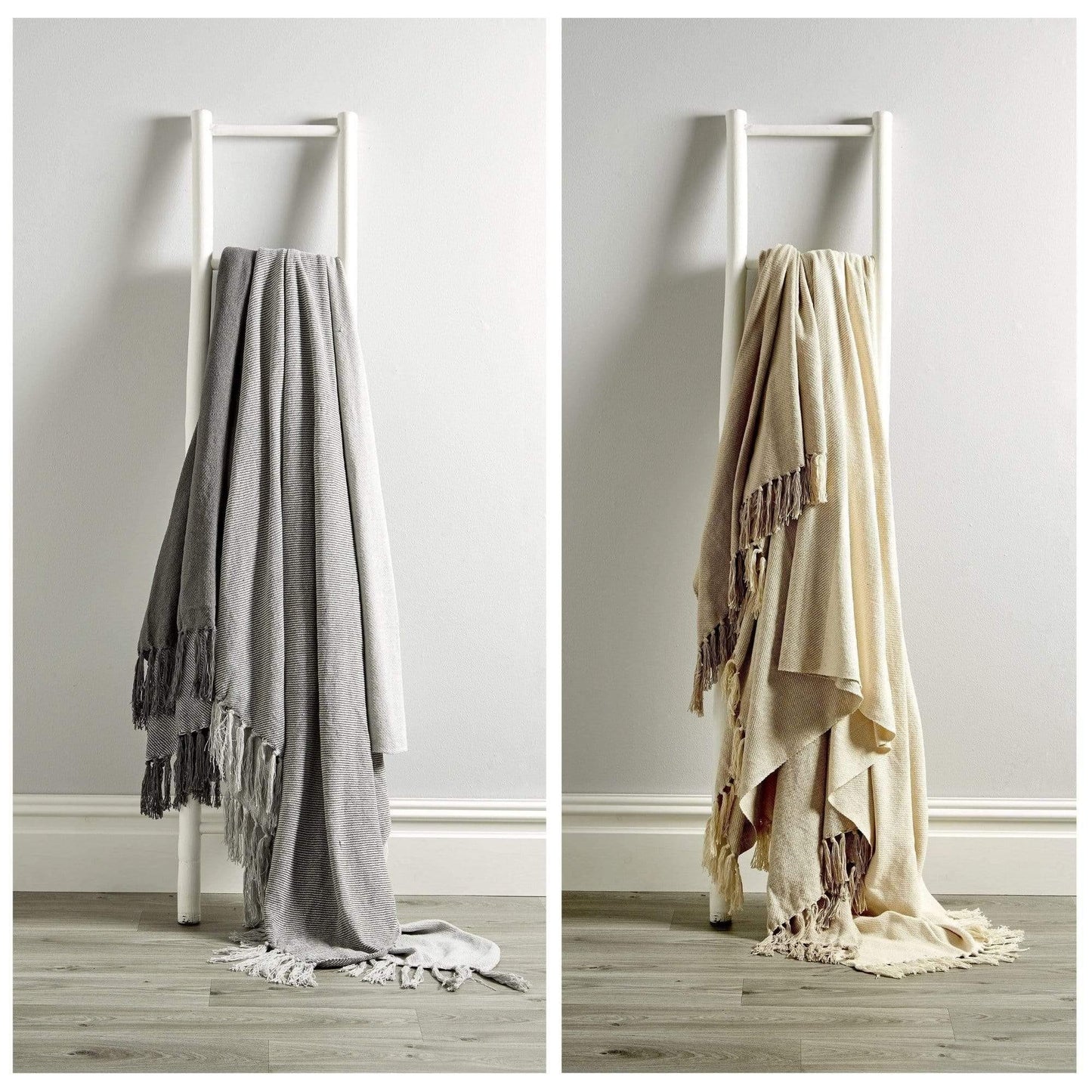 Handwoven Large Check Pure Indian Cotton Throw with Tassels.