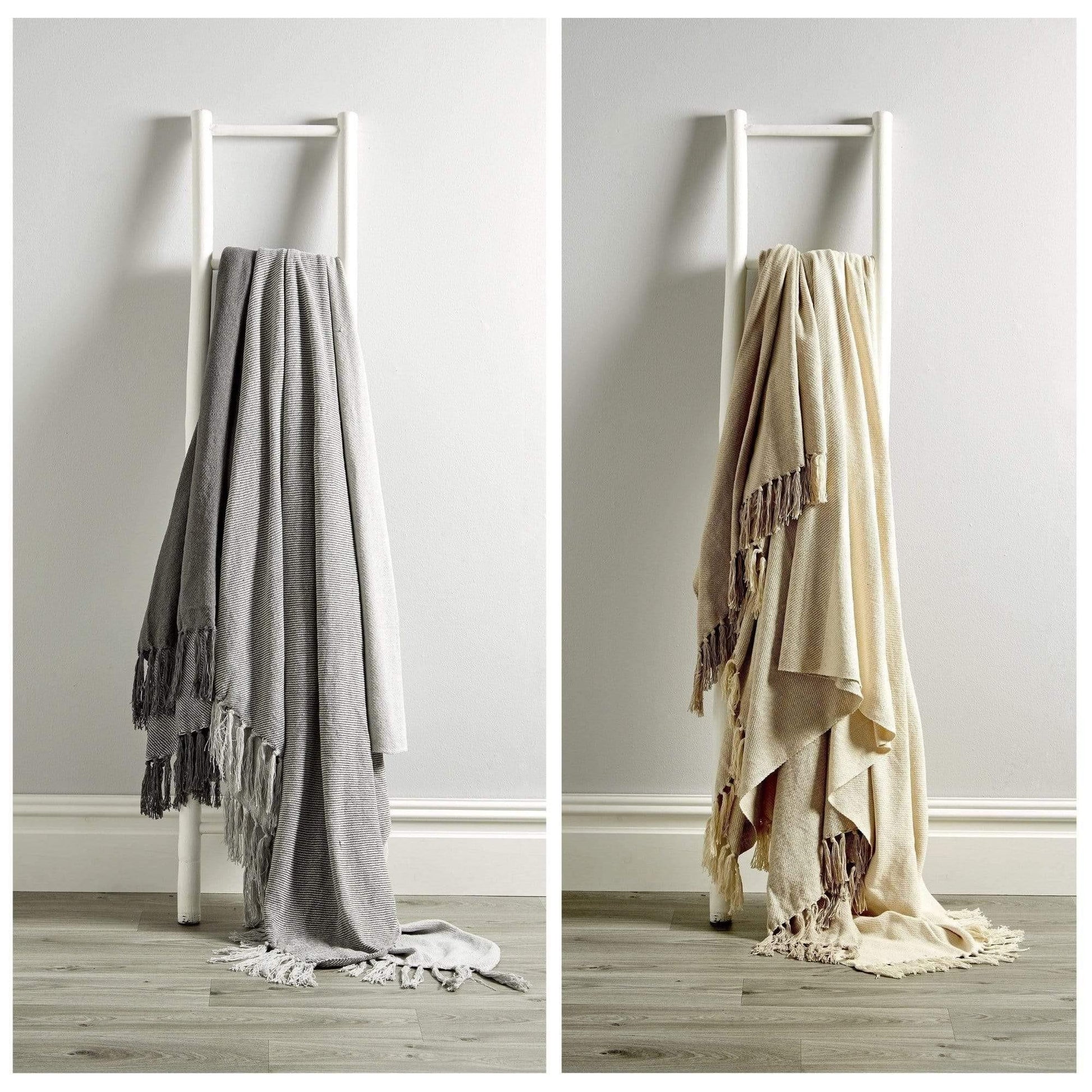 Handwoven Large Check Pure Indian Cotton Throw with Tassels.