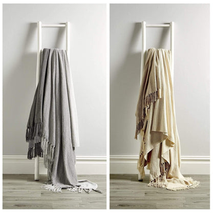 Handwoven Large Check Pure Indian Cotton Throw with Tassels.