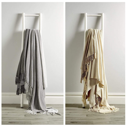 Handwoven Large Check Pure Indian Cotton Throw with Tassels.