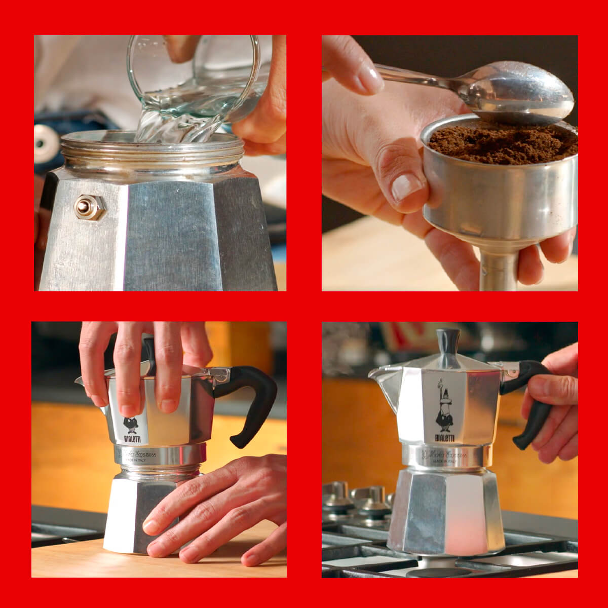 Bialetti Moka Express espresso maker, luxury Italian coffee brewing at home