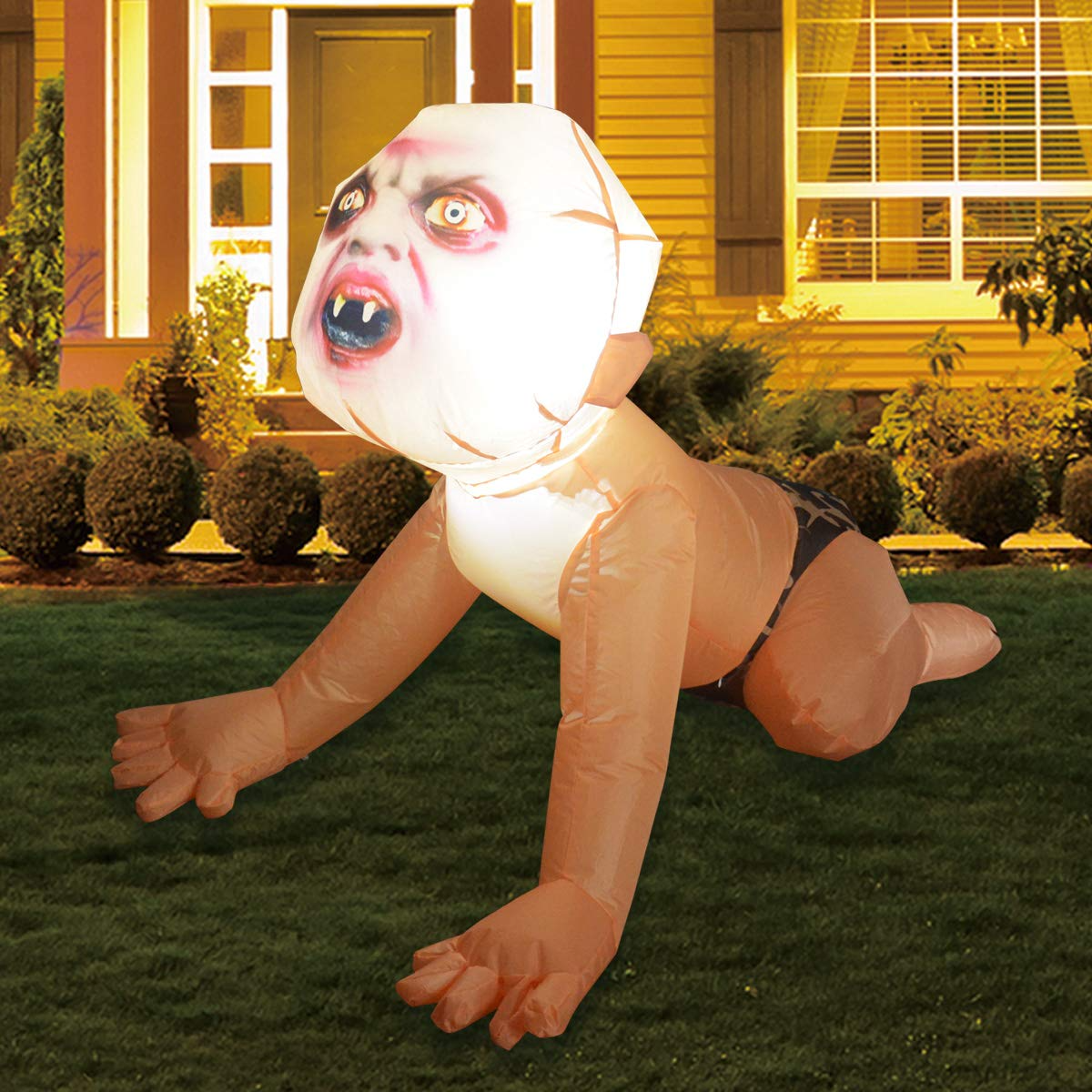 4FT Inflatable Halloween Zombie Baby – LED Blow-Up Decoration for Garden, Lawn, and Indoor Displays