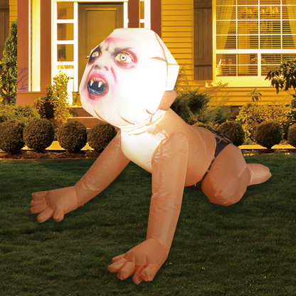 4FT Inflatable Halloween Zombie Baby – LED Blow-Up Decoration for Garden, Lawn, and Indoor Displays