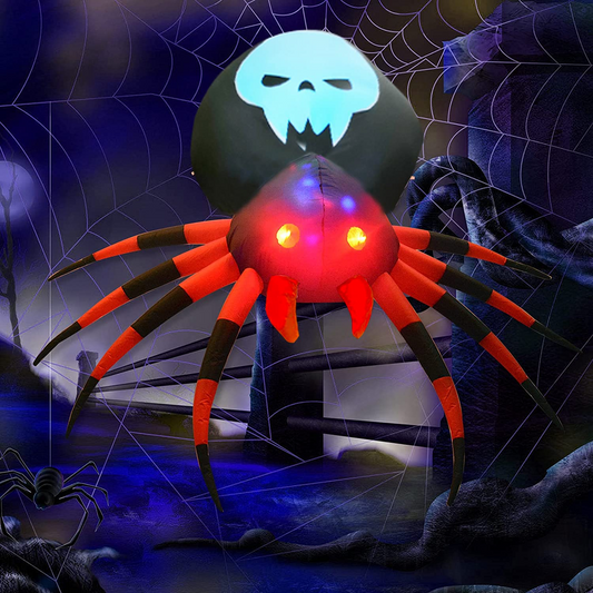 6FT Inflatable Halloween Spider with Magic Light – LED Blow-Up Decoration for Garden, Lawn, and Indoor Displays