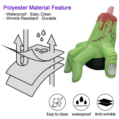 6FT Inflatable Green Monster Hand – LED Halloween Yard Prop for Outdoor and Indoor Decor