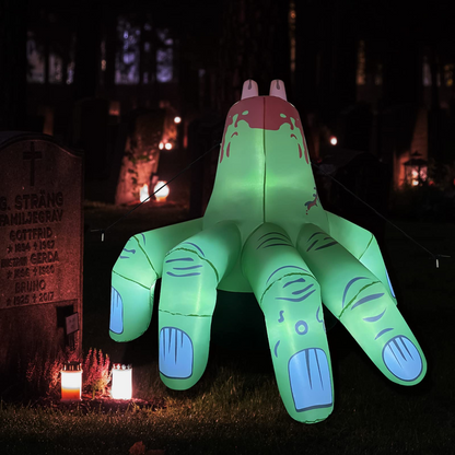 6FT Inflatable Green Monster Hand – LED Halloween Yard Prop for Outdoor and Indoor Decor