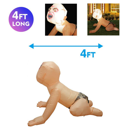 4FT Inflatable Halloween Zombie Baby – LED Blow-Up Decoration for Garden, Lawn, and Indoor Displays