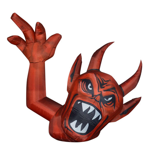 5FT Inflatable Halloween Red Devil – LED Blow-Up Decoration with Raised Hands for Garden, Lawn, and Indoor Displays