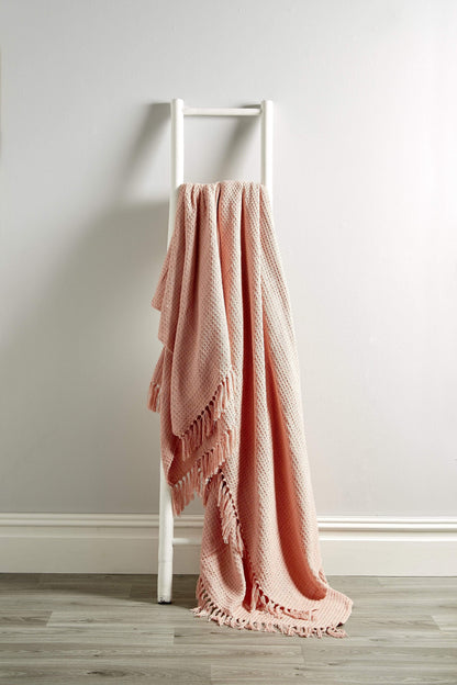 Lisbon Pure Indian Cotton Handwoven Honeycomb Throw Blanket Luxurious Soft Lightweight Easycare Cover for Sofa Bed or Living Room Available in 10 Colours and Sizes by OLIVIA ROCCO