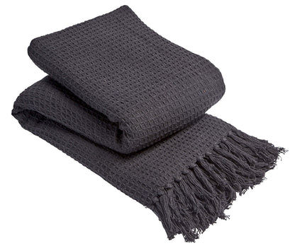 Lisbon Pure Indian Cotton Handwoven Honeycomb Throw Blanket Luxurious Soft Lightweight Easycare Cover for Sofa Bed or Living Room Available in 10 Colours and Sizes by OLIVIA ROCCO
